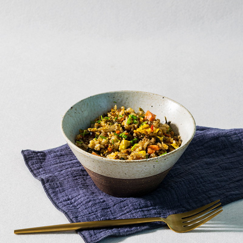 Stoneware Japanese Hat Ramen Salad Bowl Cutlery
