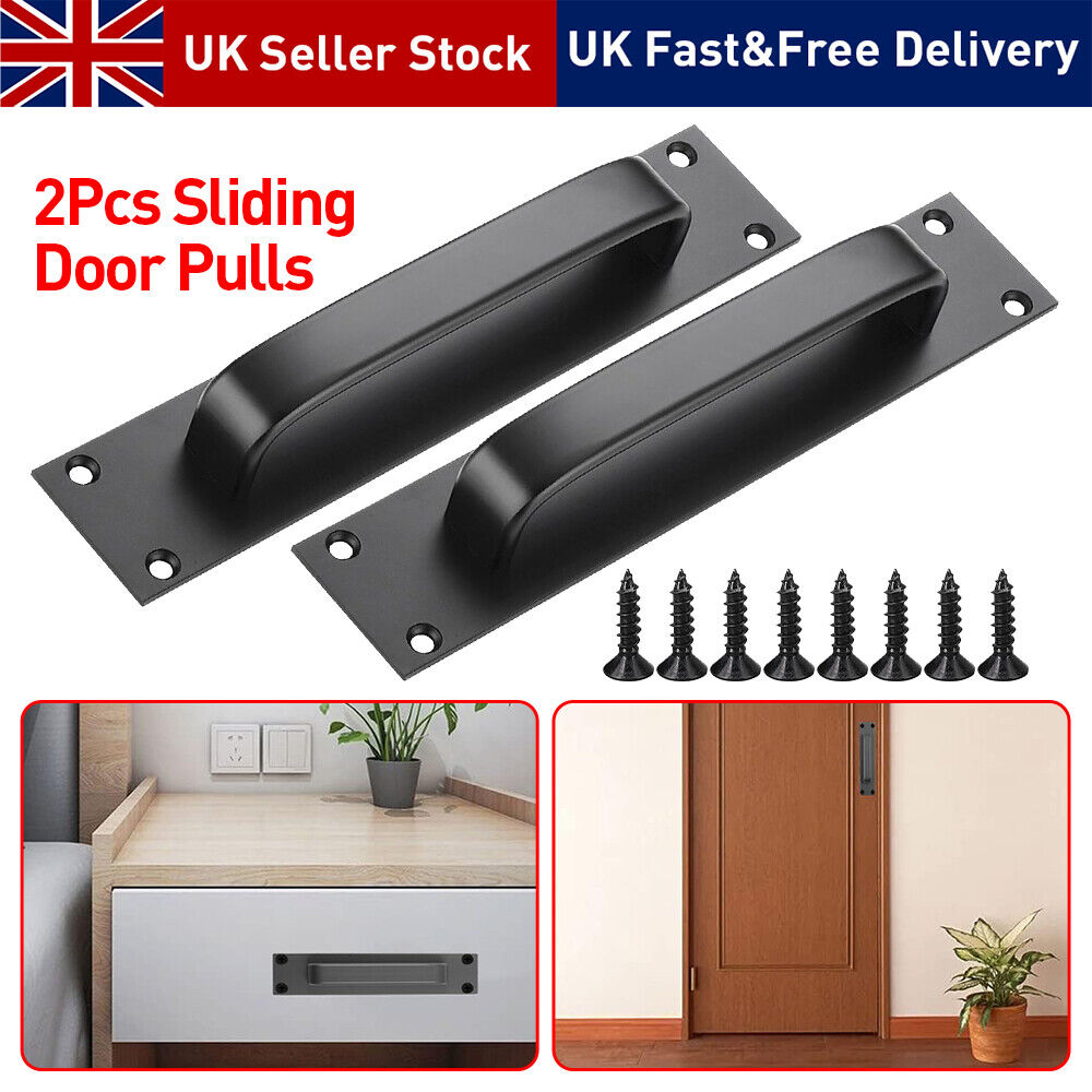 2X Sliding Barn Door Handle Pull And Flush Gate Hardware Set Cabinet Matte Black — image 7