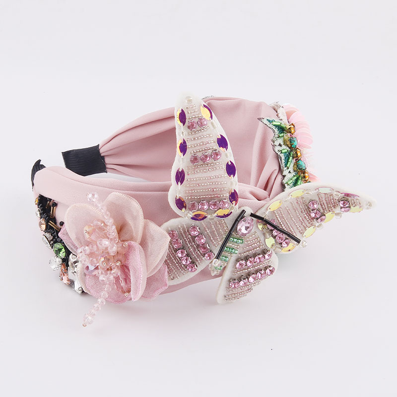 Fabric Flannel Butterfly Diamond Sequin Flower Headband