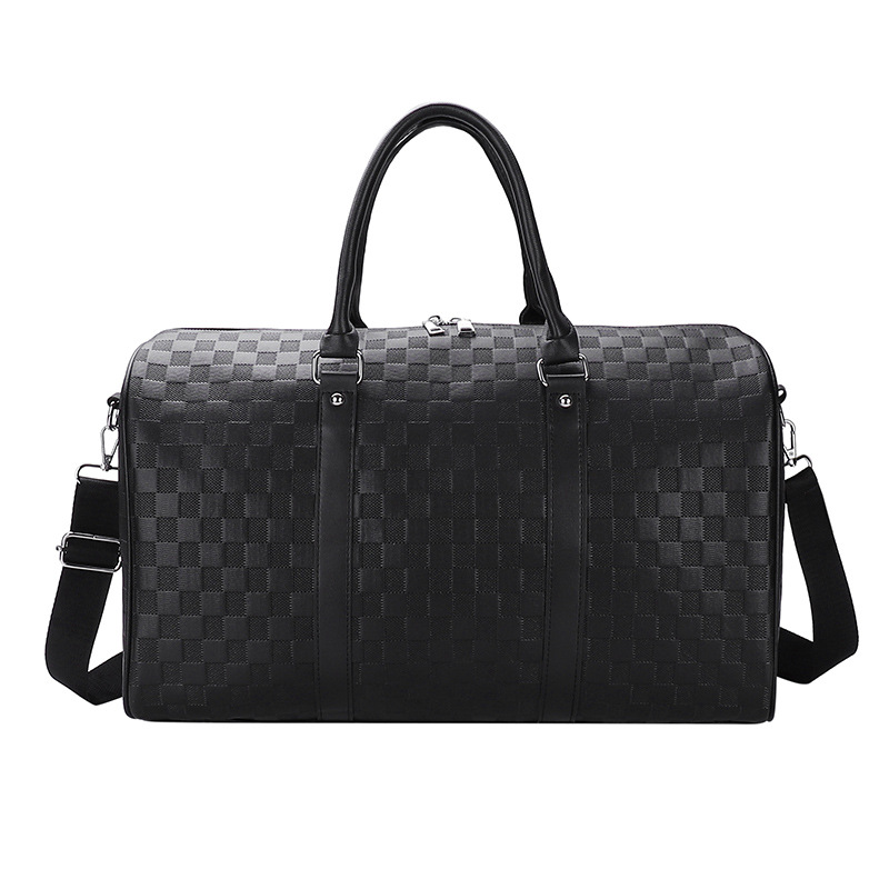 Women's Fashion Plaid Embossed Travel Bag Black - Shop at LoveMi