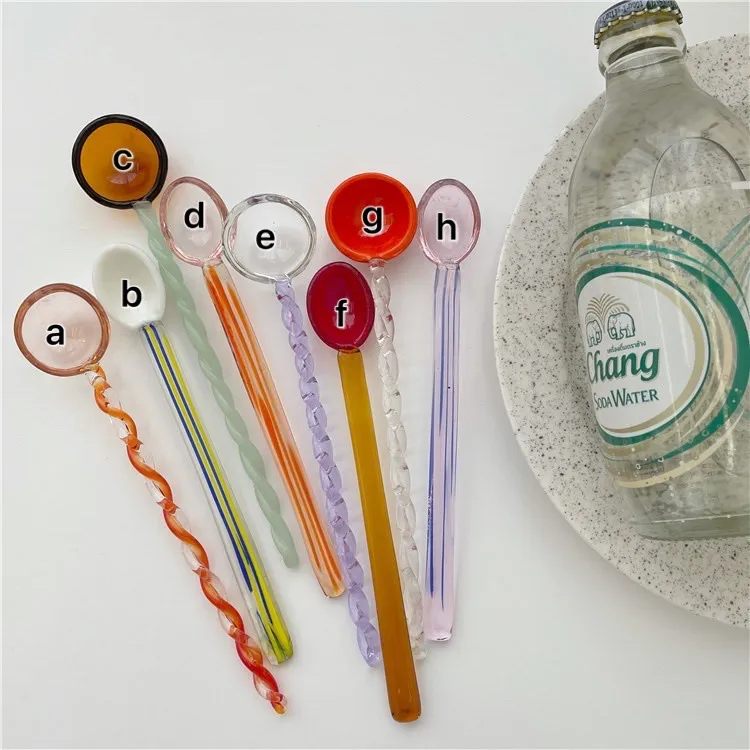 Summer Candy Stained Glass Spiral Spoon - A Curved Orange