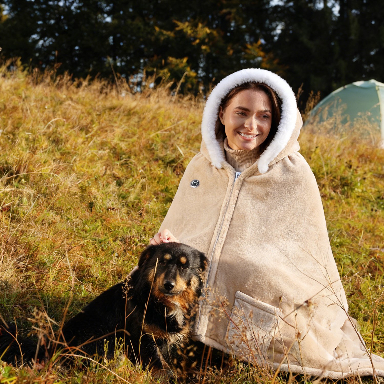 Wearable Heated Throw Blanket With 20000mah Battery Pack Double Sided Flannel Portable Electric Heating Hoodie For Women Men Machine Washable 3 Heating Levels Battery Operated