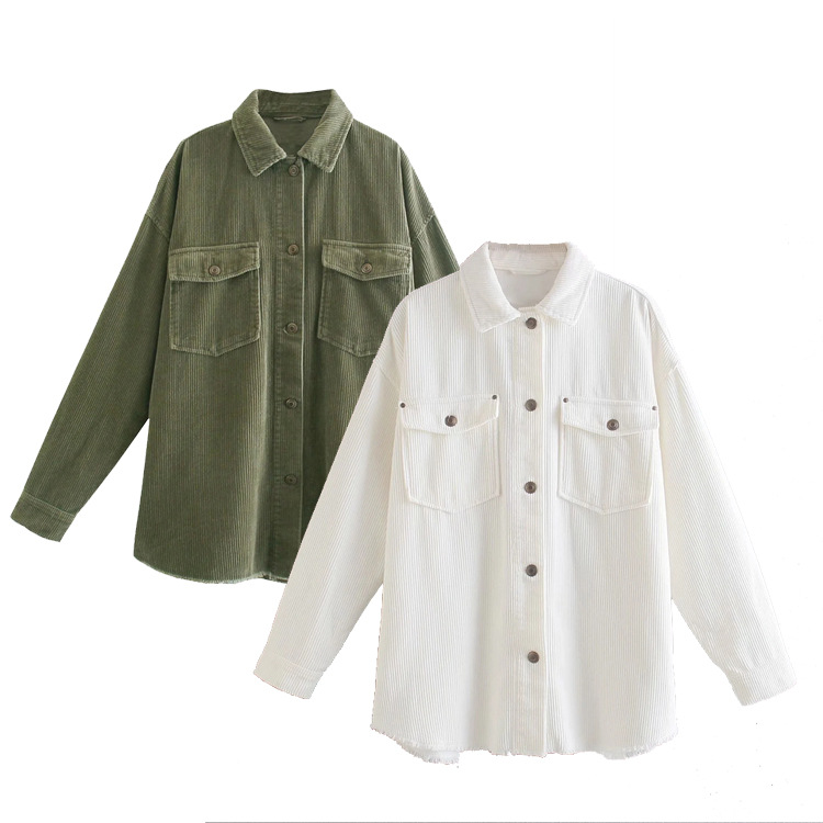 Street Hipster Boyfriend Style Corduroy Long-sleeved Shirt Early Autumn