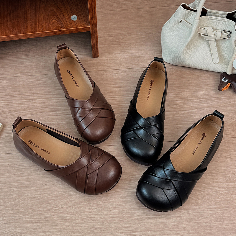 Women Vintage Minimalist Crisscross Hand Woven Cross Band Ballet Flats,Matching Casual Daily Leisure Outing