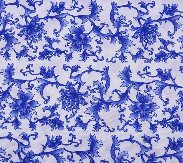 Blue Flower Classical Printed Cloth With White Background Fabric Blue And White Porcelain - Shop at LoveMi