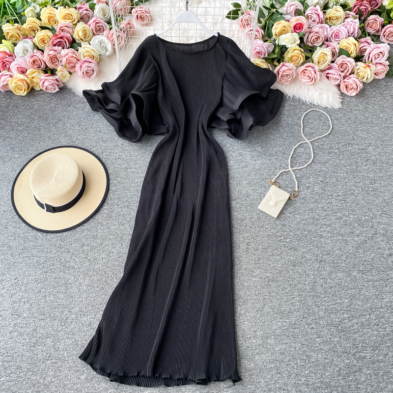 Temperament Lotus Leaf French Sleeve Bellflower Dress