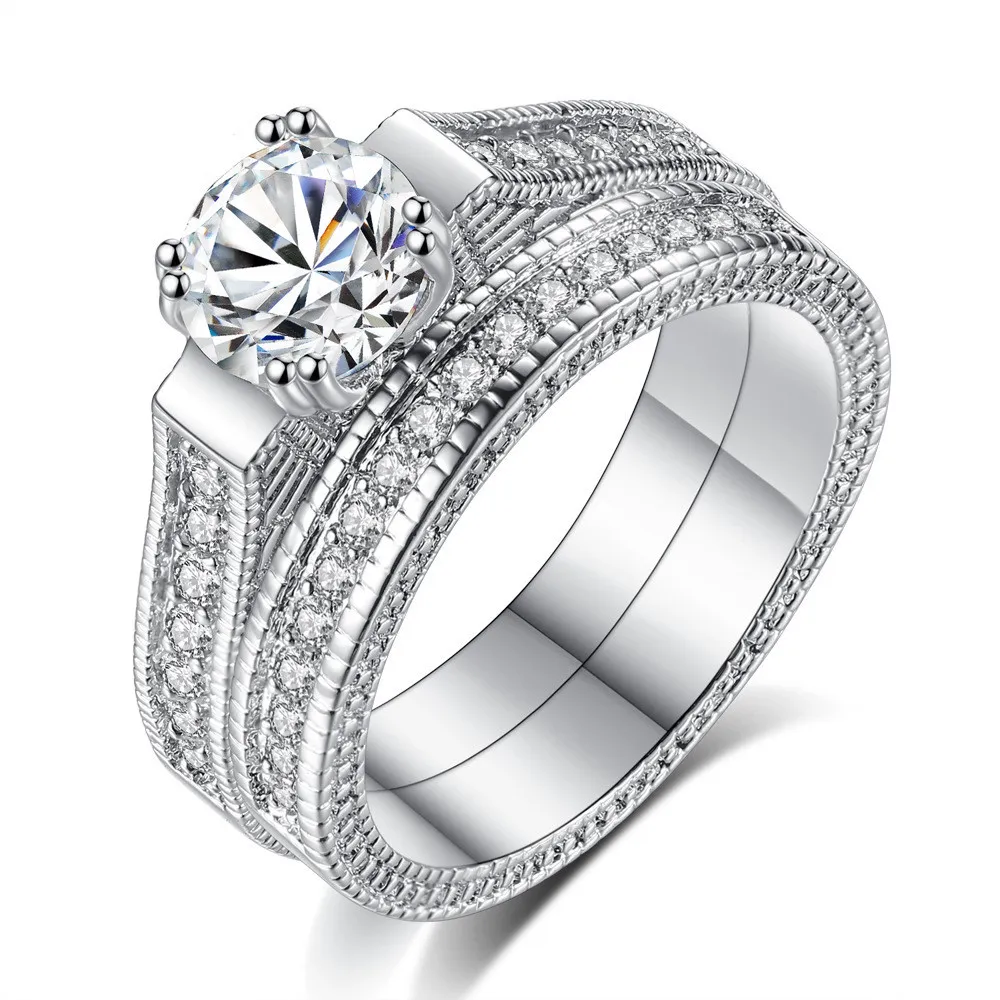 European And American Fashion New Jewelry Accessories Personality Ring Zircon - 9Silver
