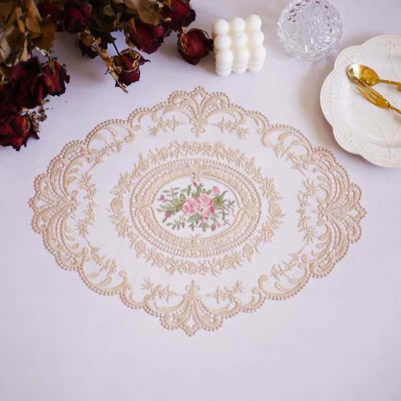 Title 2, Vintage French Lace Embroidered Table Mat Table...