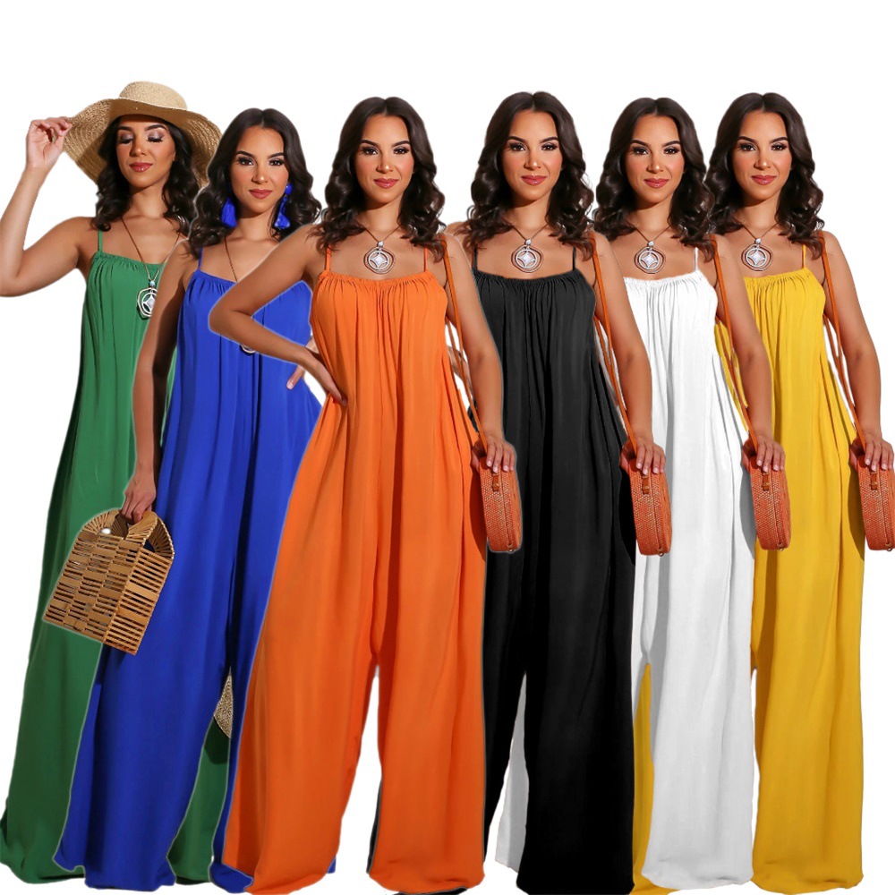 Solid Color Casual Sling Women's Jumpsuit