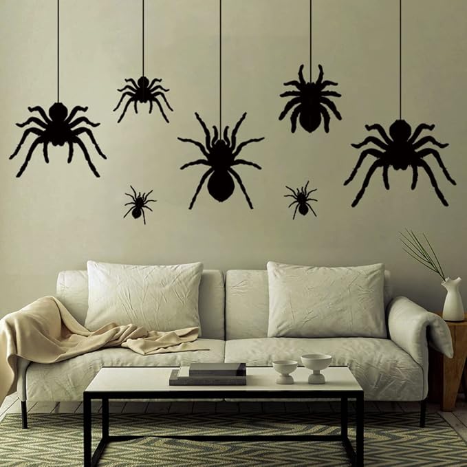 2-Sheet 51-Piece Extra Large Scary Spider Halloween Wall And Window Decals For Spooky Party Decorations