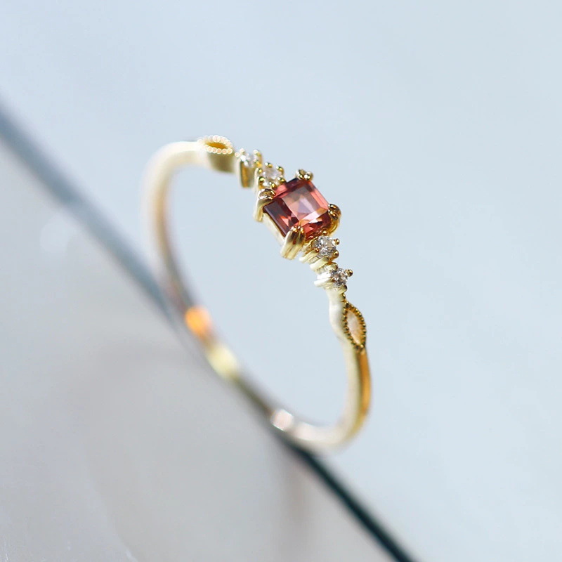 Sterling Silver Garnet Wave Ring