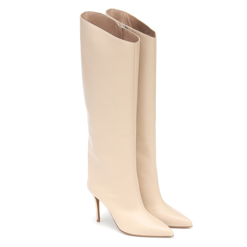 Women's Pointed Toe Stiletto Heel Full Zip Inside Knee Boots