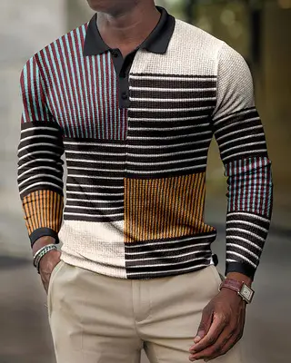 3D Printed Lapel Loose And Comfortable Polo Shirt