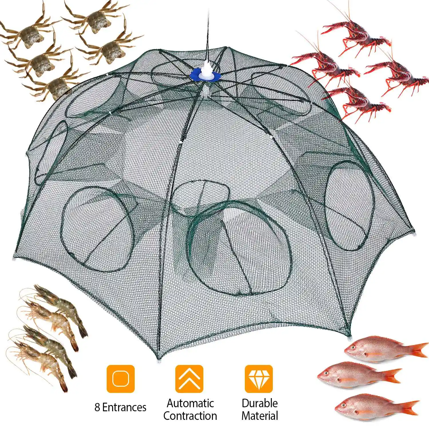 Foldable Fishing Bait Net Trap Crab Shrimp