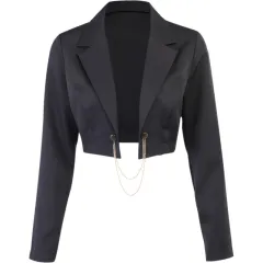 Women's High Street New Design Suit Jacket - Black - View 1