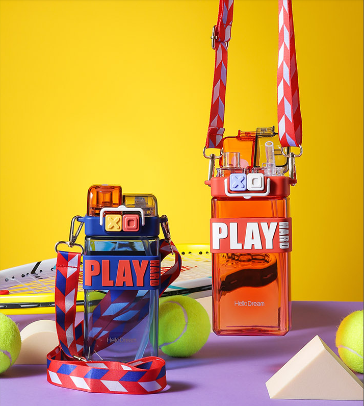 Square Kettle Children's Plastic Straw Water Cup