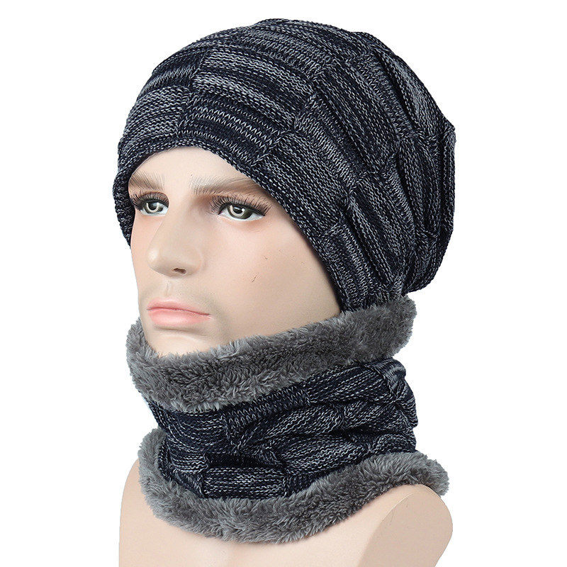 Autumn And Winter New Men's Square Plaid Fleece Beanie Hat — foto 5