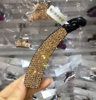Korean Hair Accessories Rhinestone Large Ponytail Hairpin Twist Clip Champagne Gold - Shop at LoveMi