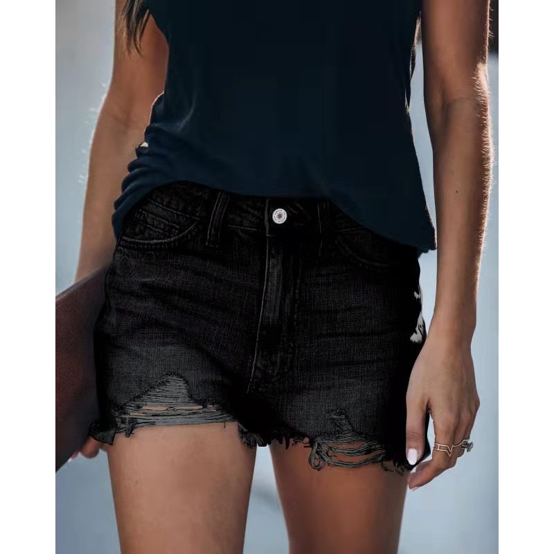 Ripped Fringed Sexy Jeans Shorts Black - Shop at LoveMi