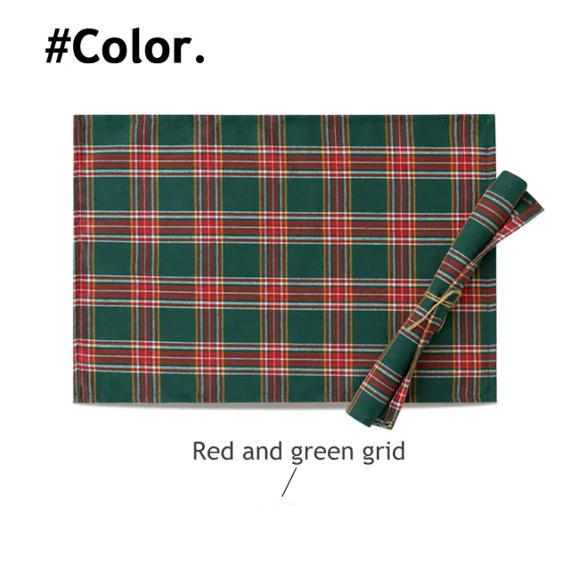Christmas Series New Year Cloth Plaid Table Flag Insulation Pad Red Green Grid - Shop at LoveMi