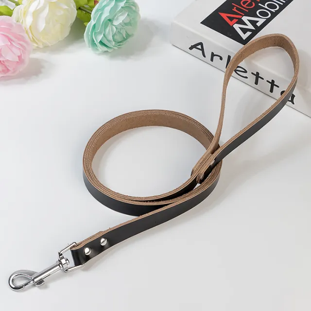 Leather Solid Color Dog Chain Leash Black - Shop at LoveMi