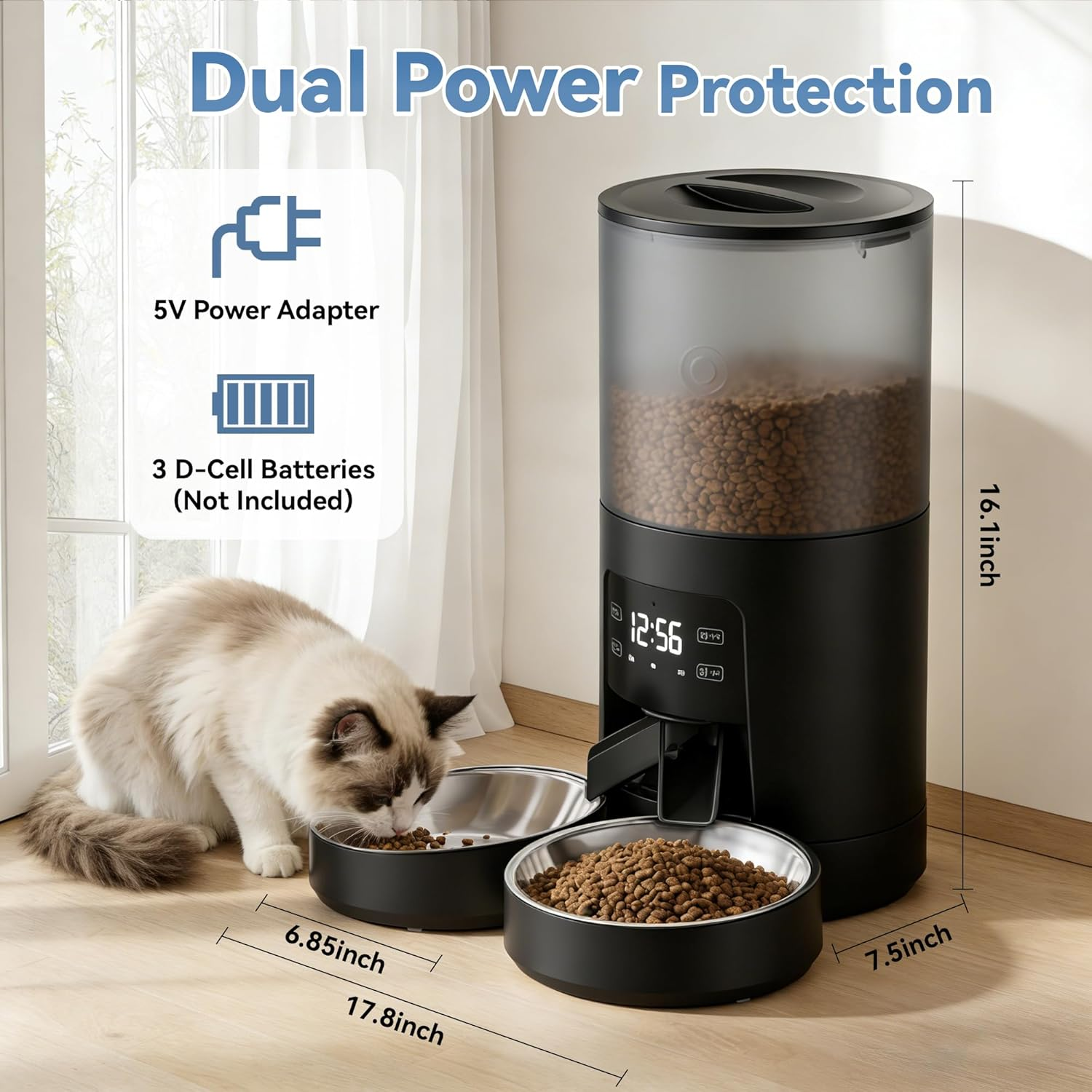 Automatic Feeder, 6-liter Intelligent Pet Food Dispenser, 304 Stainless Steel Bowl - 3