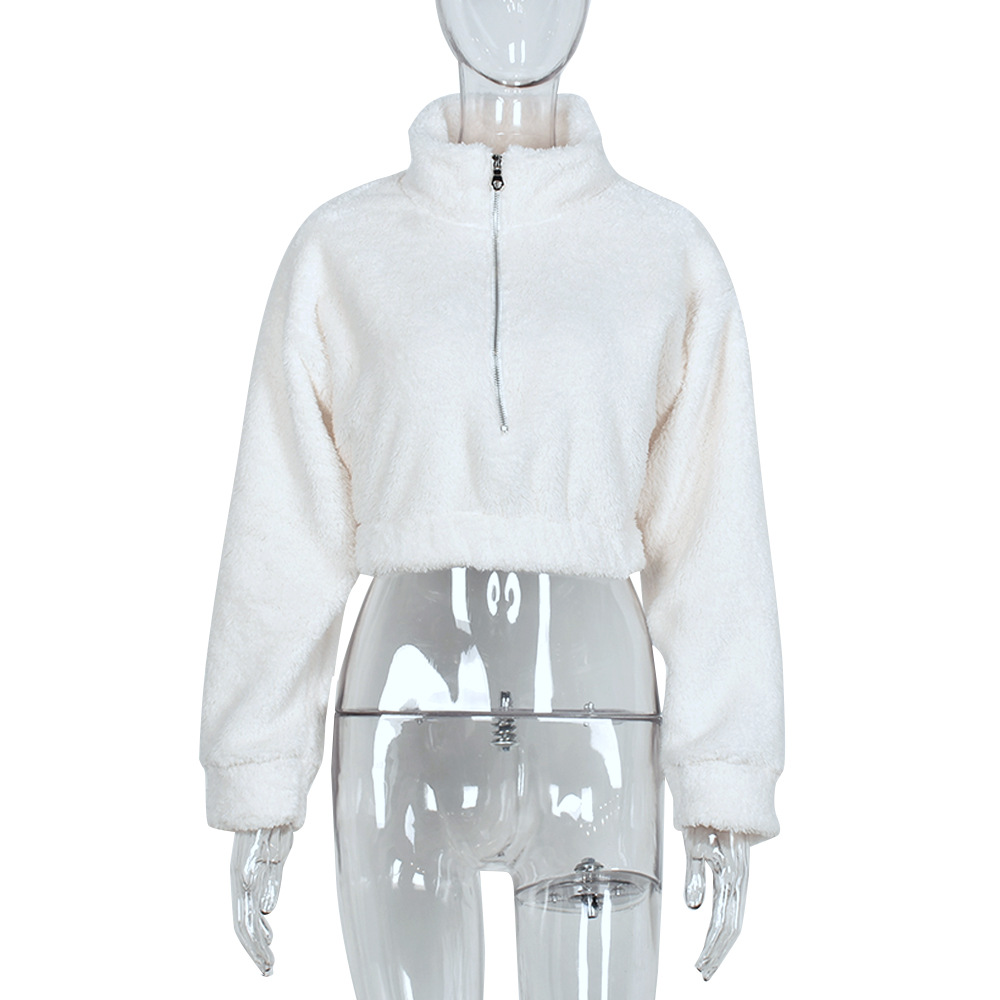 Women's Long Sleeve Soft Warm Stand Collar Zipper Sweater