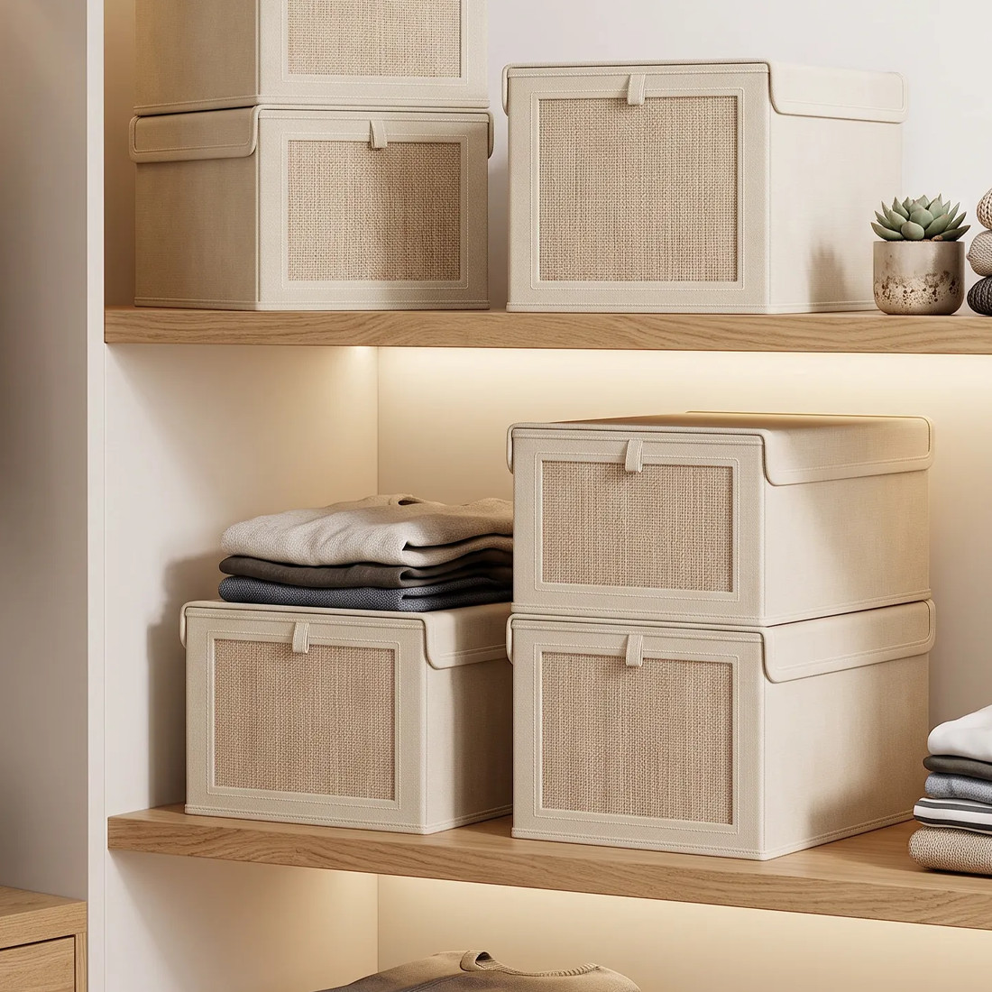 4pcs Folding Storage Box Wardrobe Organizer Clothes Storage Boxes Foldable Bags