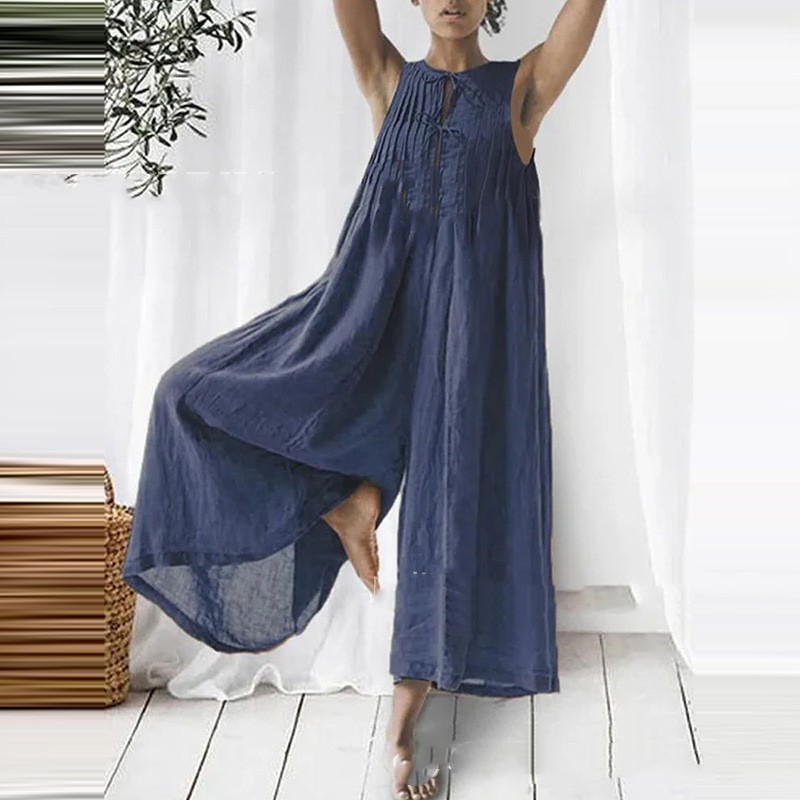 Women's Elegant Long Sleeveless Jumpsuit Navy - Shop at LoveMi