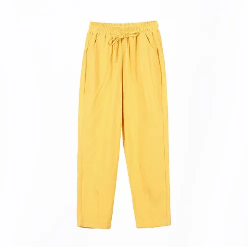 Women's Spring New Cotton Fashion Pants Light Yellow - Shop at LoveMi