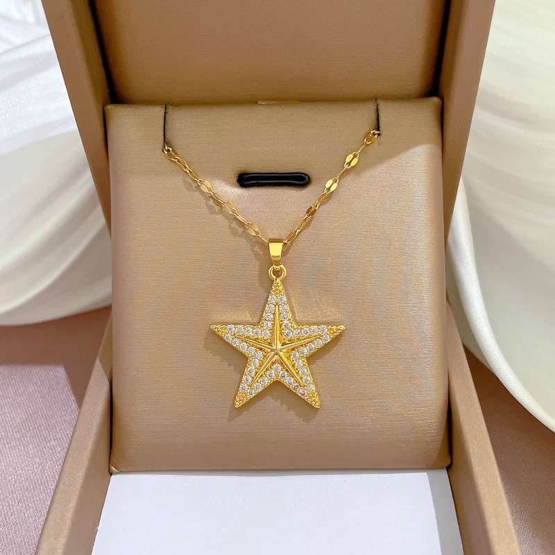 Women's Diamond Starfish Micro-inlaid Necklace