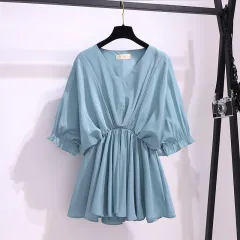 Summer Thin Chiffon Ladies Short Sleeve - Blue - View 1