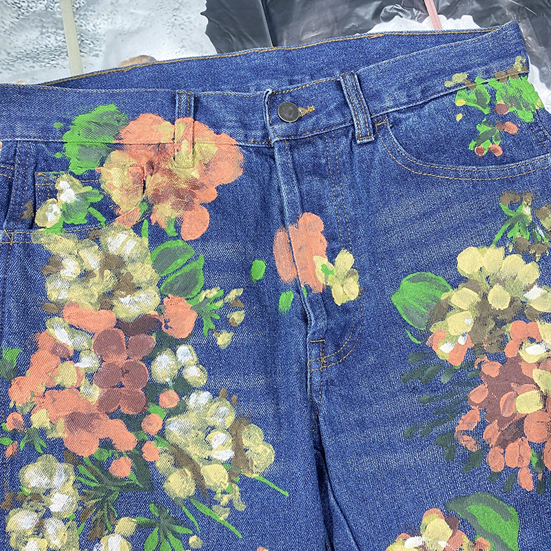 Title 4, Summer Hand Drawn Doodle Floral Jeans