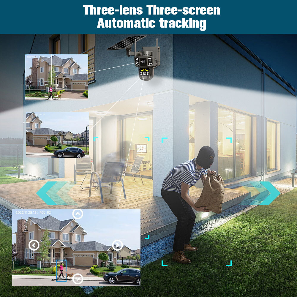 Outdoor Solar Security Camera Wifi Solar Battery CCTV Surveillance Wireless UK