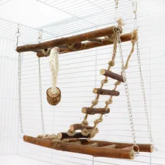Suspension Bridge Wooden Ladder Bridge Climbing Frame Toy - Wood Color - View 1