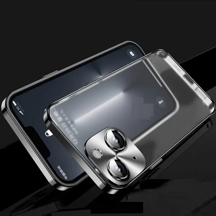 Metal Frame Frosted Cover Lens Film Frame Magnetic Phone Case