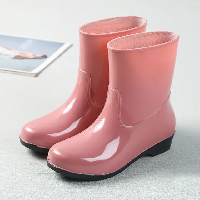 Four Seasons Rain Boots Women's Short Boots Fashion Waterproof Pink - Shop at LoveMi