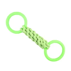 Natural Cotton Rope Dog Toys Tough And Interactive Dog Tug Toy With 2 Handle Dog Pull Rope Teeth Cleaning Puppy Chew Toy Supply - Green - View 1