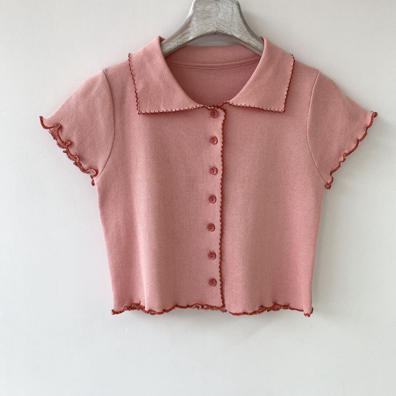 Threaded fungus cardigan T-shirt