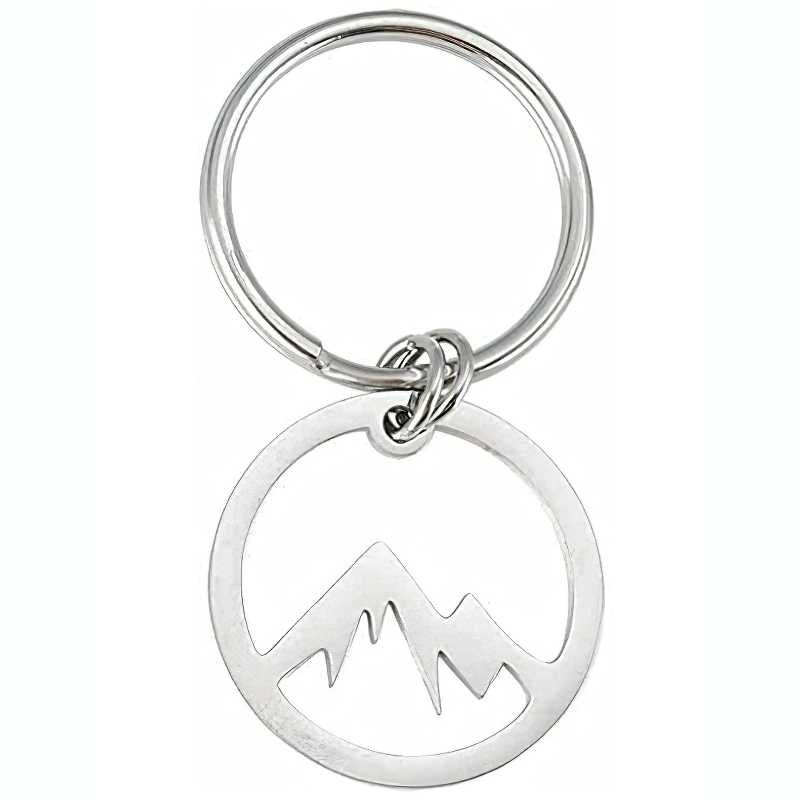 Titanium Steel Hollow Snow Mountain Valley Keychain Steel Color - Shop at LoveMi