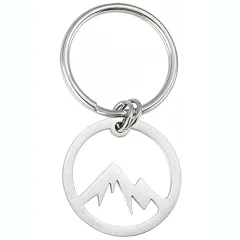 Titanium Steel Hollow Snow Mountain Valley Keychain - Steel Colour - View 1