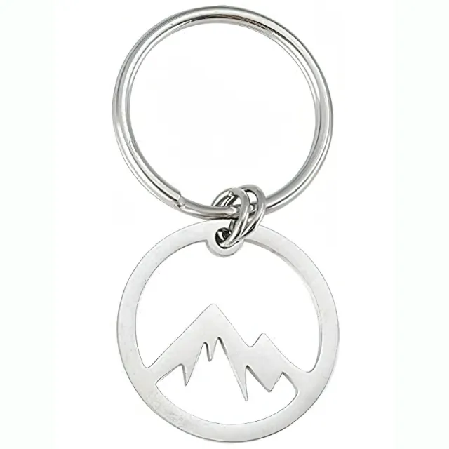 Titanium Steel Hollow Snow Mountain Valley Keychain Steel Color - Shop at LoveMi