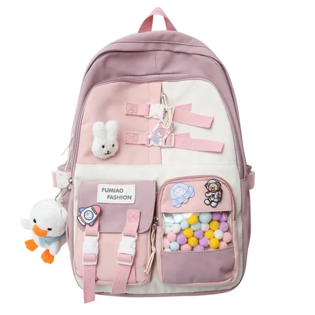 Backpack Large Capacity Schoolbag For Middle School Students Pink - Shop at LoveMi
