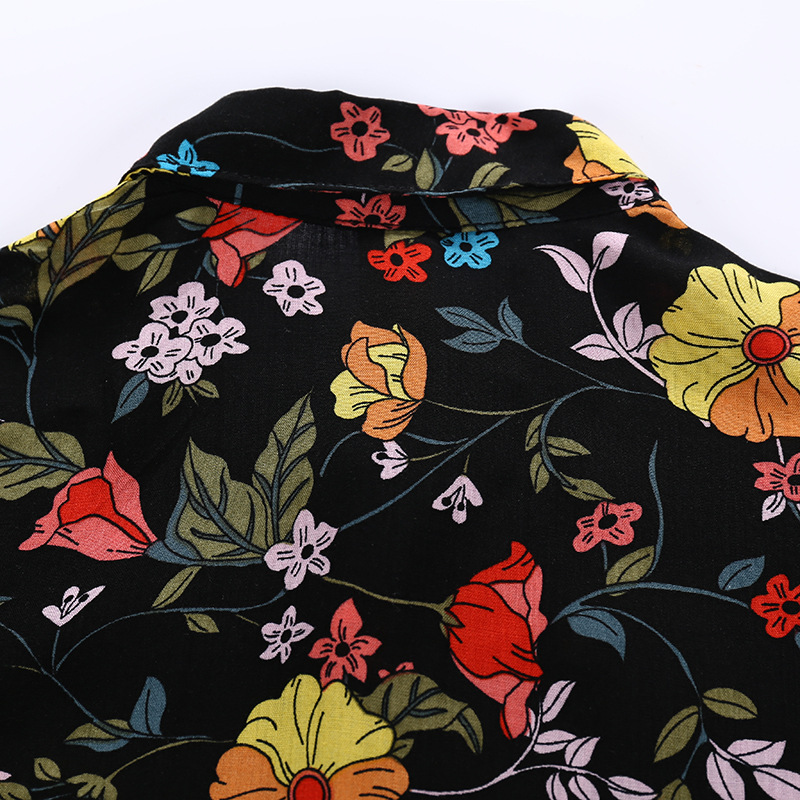 Plant Flower Print Lapel Children's Shirt