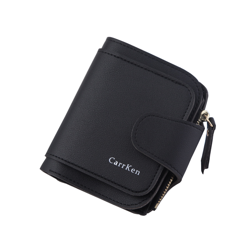 Short Wallet Multifunctional Small Wallet With Zipper Black - Shop at LoveMi