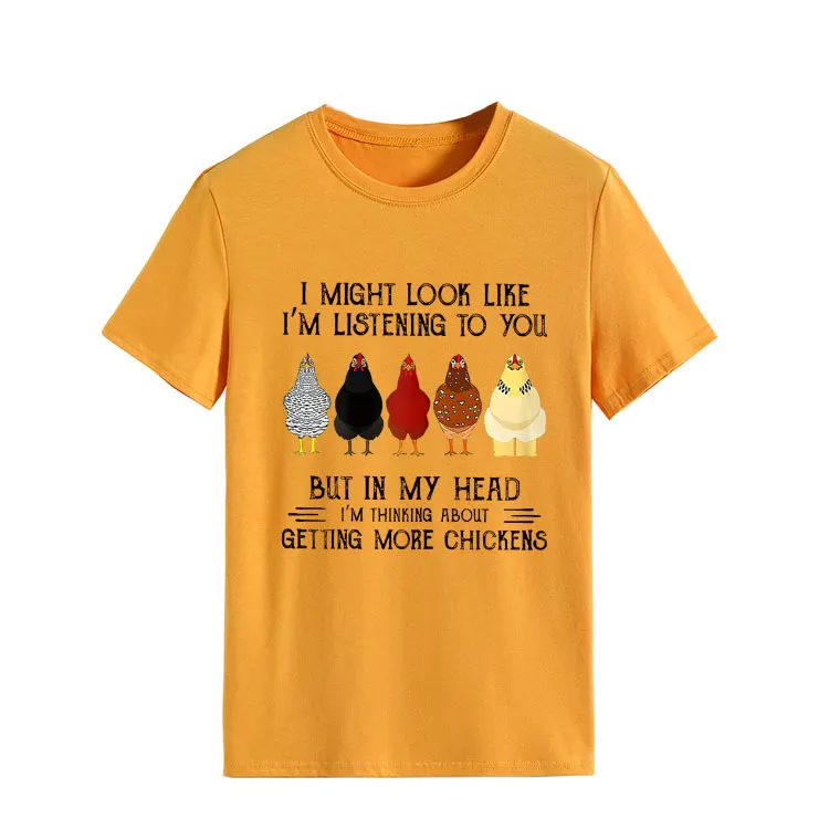 Simple Round Neck Pullover Blouse Print T-shirt - Mustard Yellow