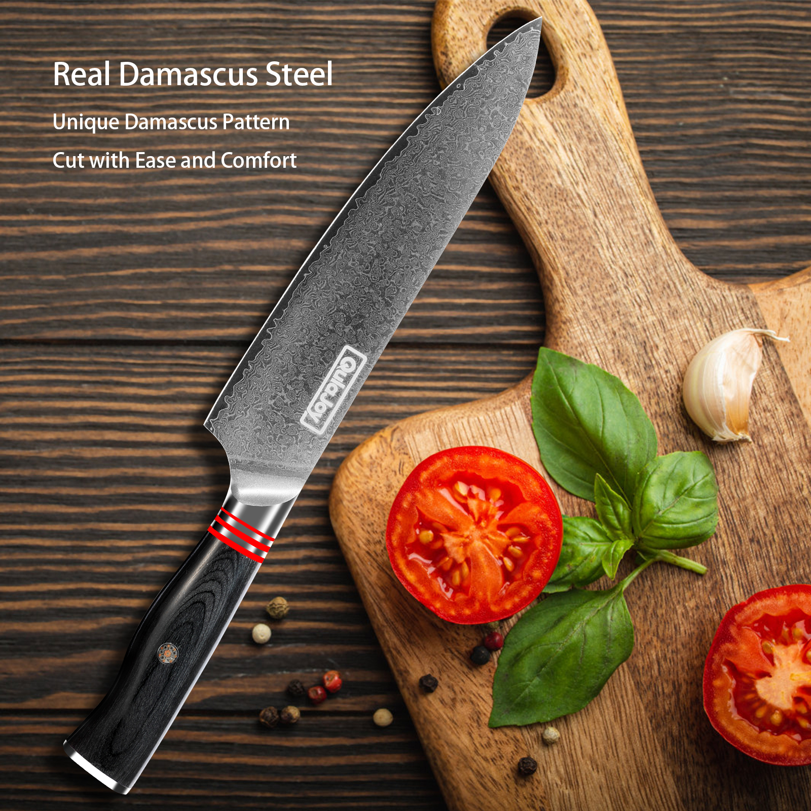 Qulajoy VG10 Chef Knife 67-Layers Japanese Damascus Knife 8 Inch Kitchen Knife With Ergonomic Handle Razor Slicing Knife For Meat Vegetable