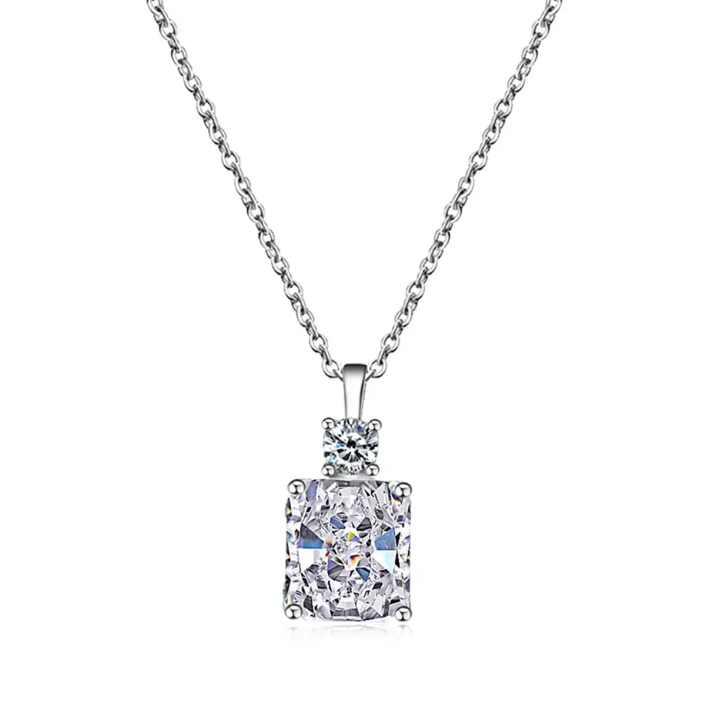 Women's Fashion Sterling Silver High Carbon Diamond Pendant Necklace