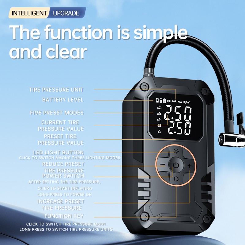 Electric Air Pump Tyre Inflator Portable Compressor For Bike Motorcycle Car — image 5