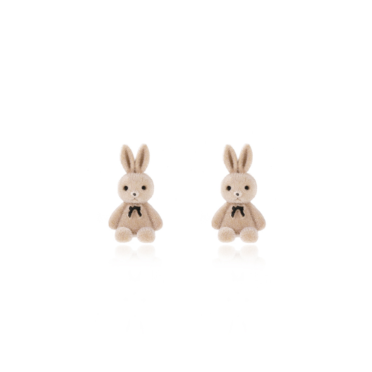 Bunny Earrings Cute Plush Bear Flocking